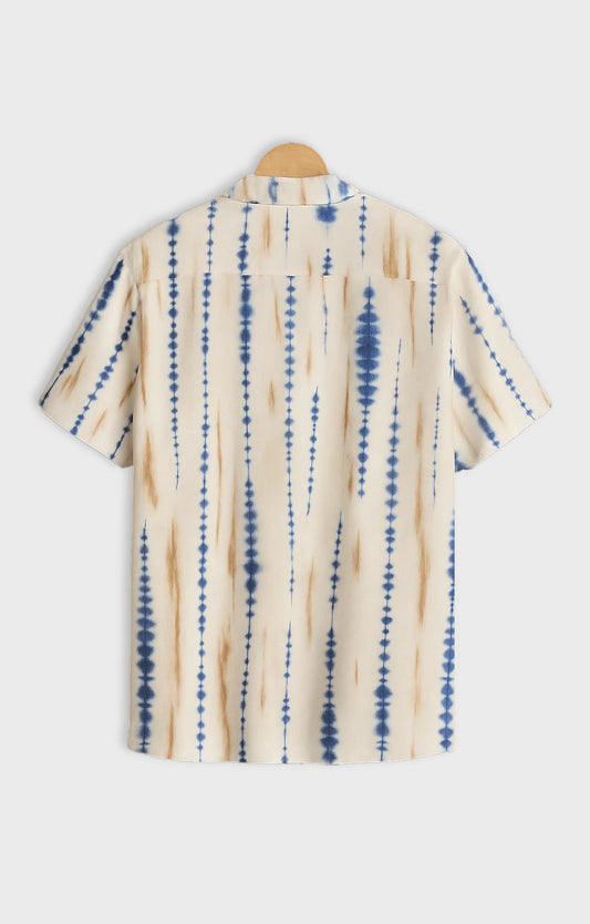 Cream Dotted Printed Mens Half Sleeves Shirt