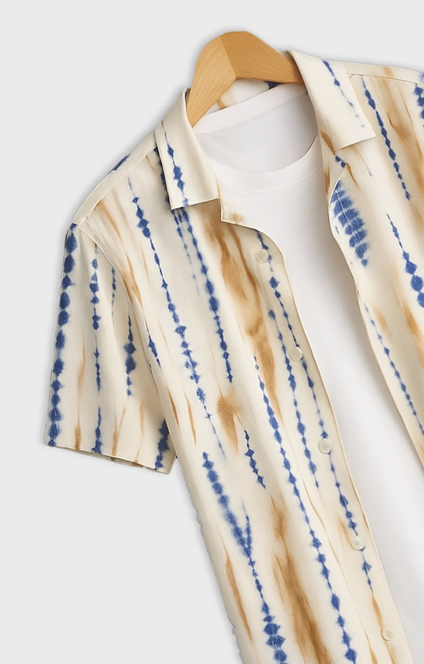 Cream Dotted Printed Mens Half Sleeves Shirt