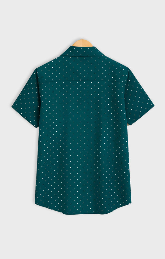 Green Dotted Printed Mens Half Sleeves Shirt
