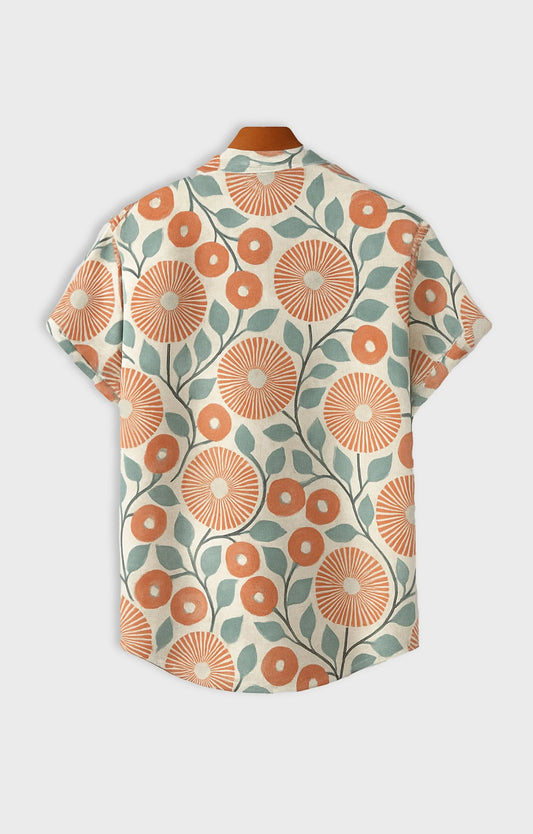 Orange Circle Printed Mens Half Sleeves Shirt