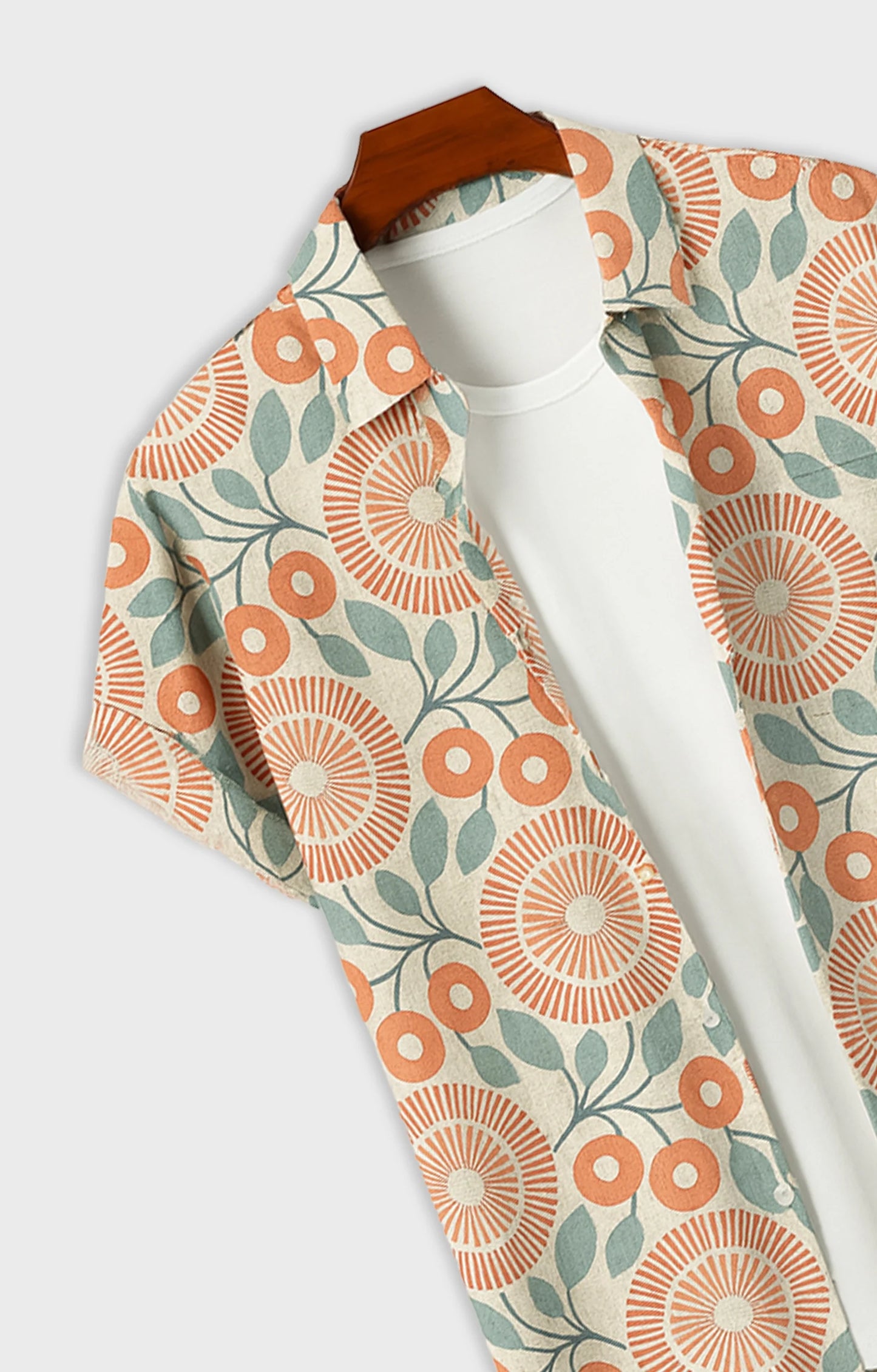 Orange Circle Printed Mens Half Sleeves Shirt
