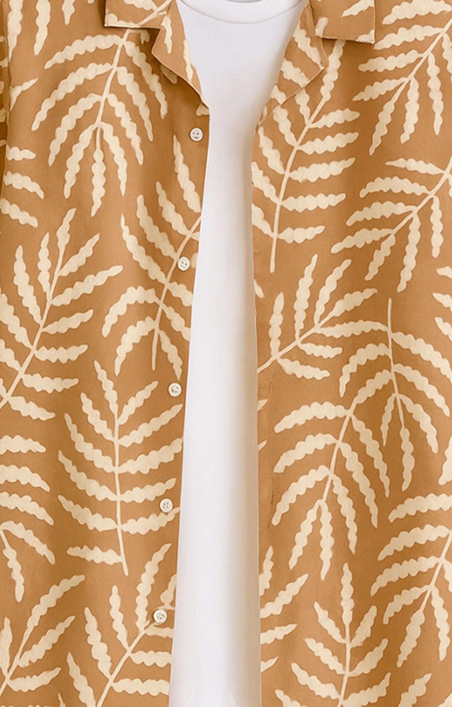 Orange Leaves Printed Mens Half Sleeves Shirt