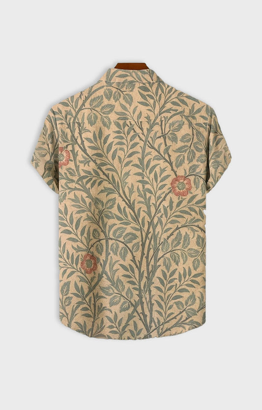 Peach Tender Printed Mens Half Sleeves Shirt - XPST