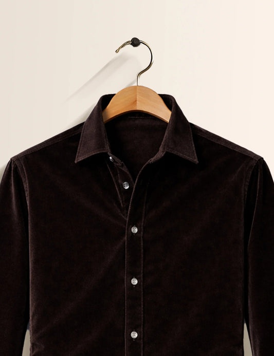 Chocolate Brown Color Premium Signature Shirt – Elegant Texture & Luxurious Finish - XPST