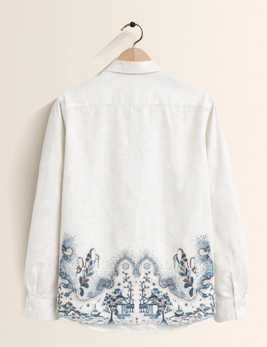 White Bottom Petals Premium Full Sleeves Mens Shirt