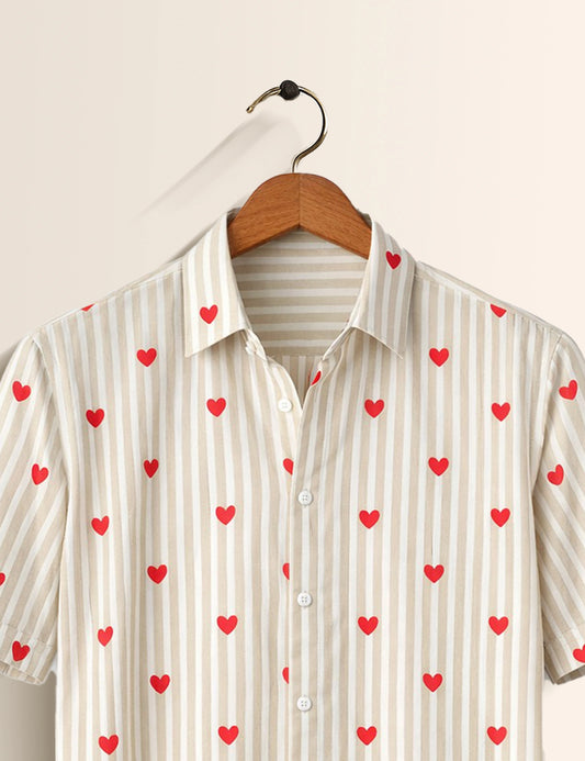 Cupid's whisper Striped Printed Mens Shirt - XPST