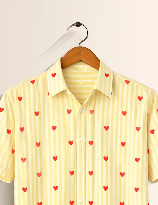 Lemon Love Striped Printed Mens Shirt - XPST