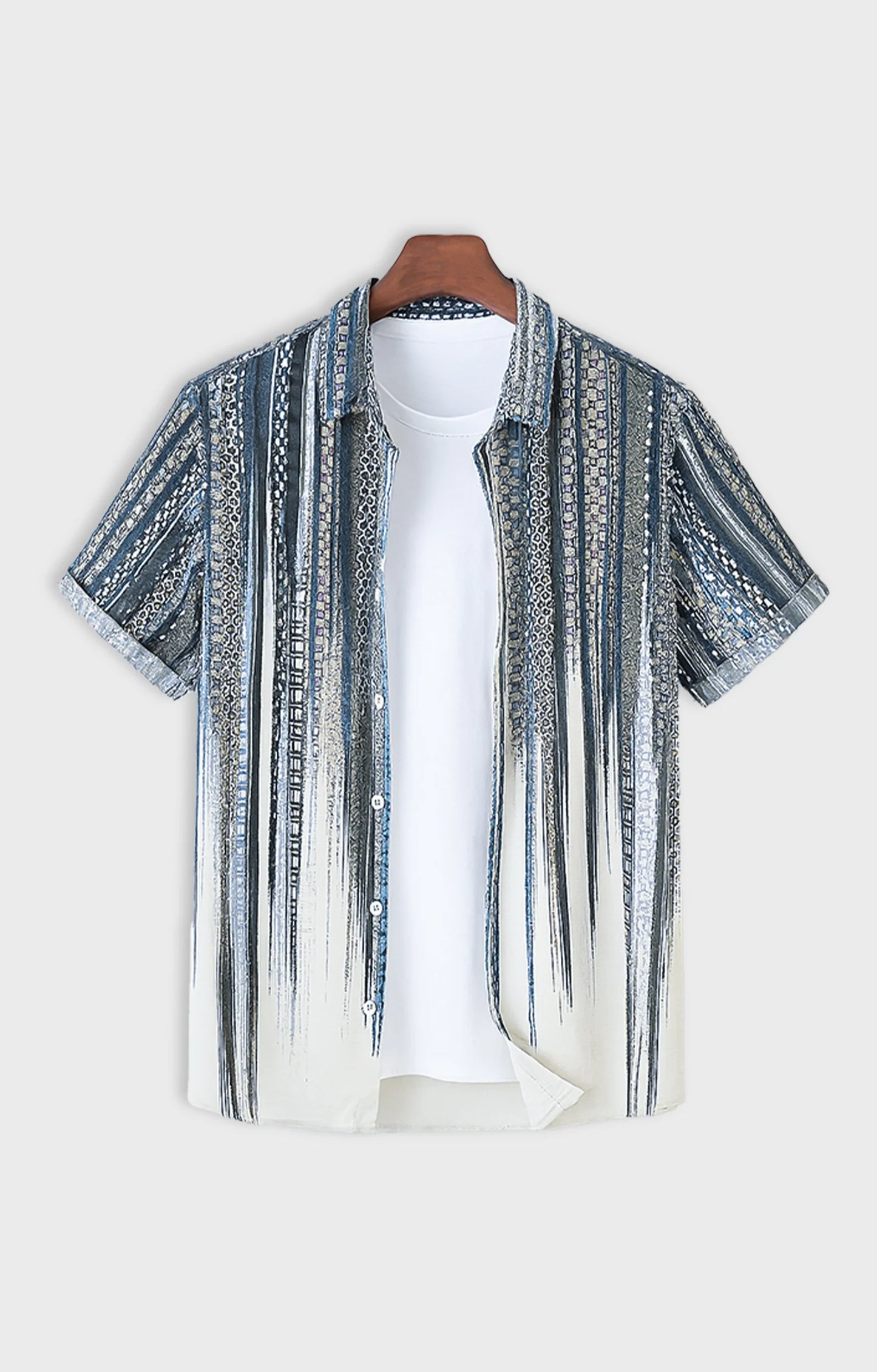 Black_Scratch Casual short-sleeve button-up shirt - XPST