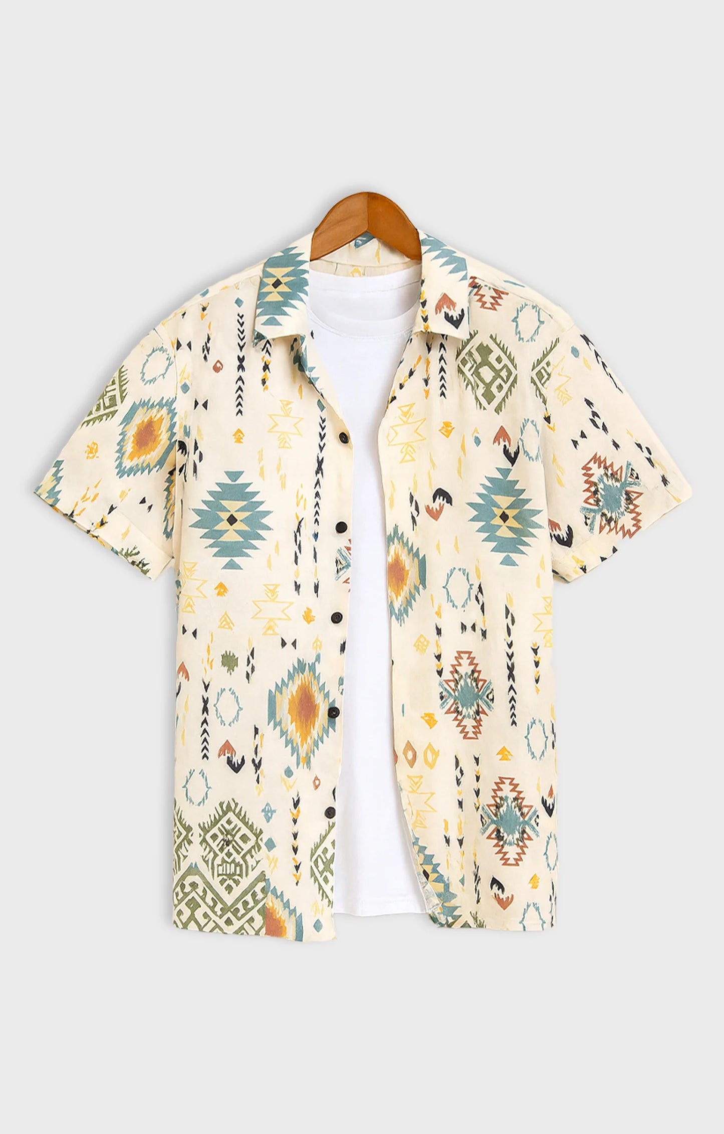 Graffity_Mandala Casual short-sleeve button-up shirt - XPST