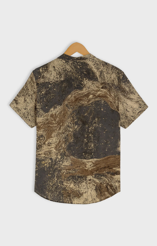 Green_Liquid Casual short-sleeve button-up shirt - XPST