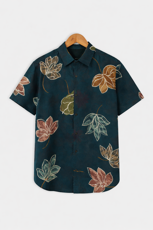 Green_Leaves Casual short-sleeve button-up shirt - XPST