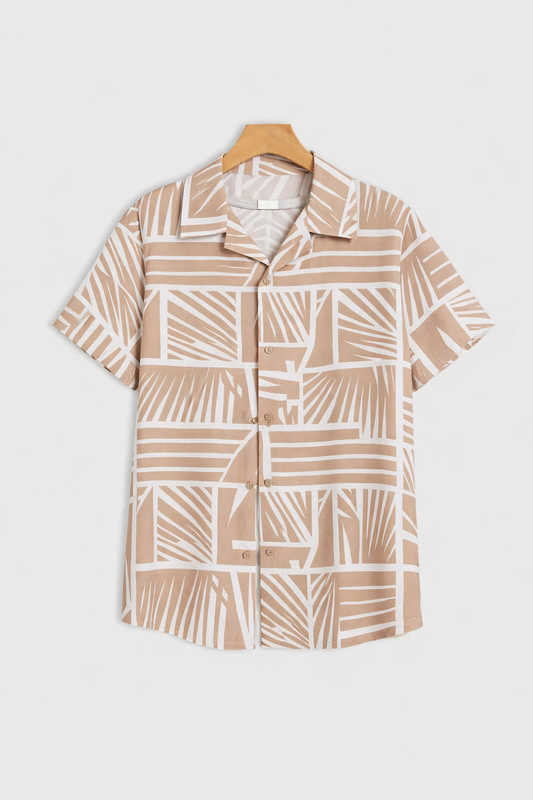 Orange_Graffitty Casual short-sleeve button-up shirt - XPST
