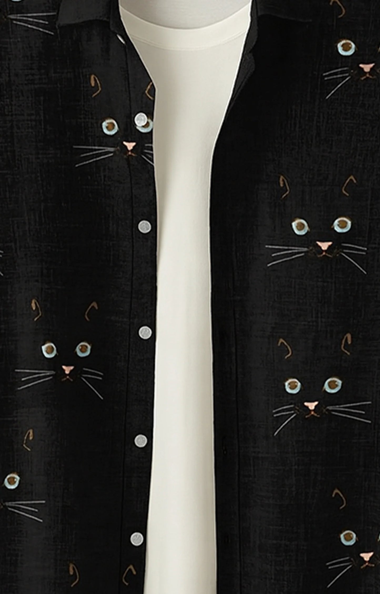Black Cat Printed Mens Half Sleeves Shirt