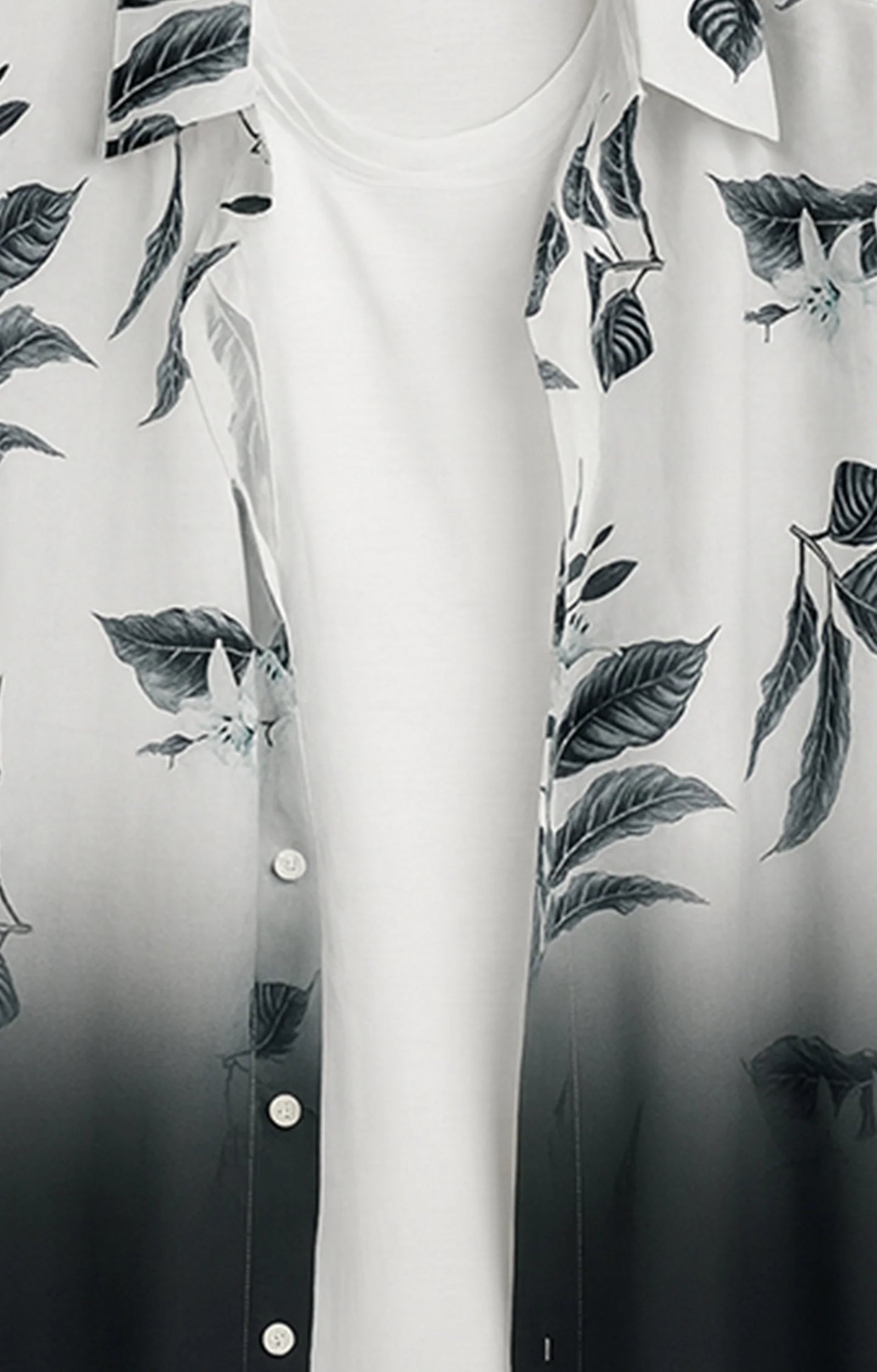 Black Half Leaves Printed Mens Half Sleeves Shirt