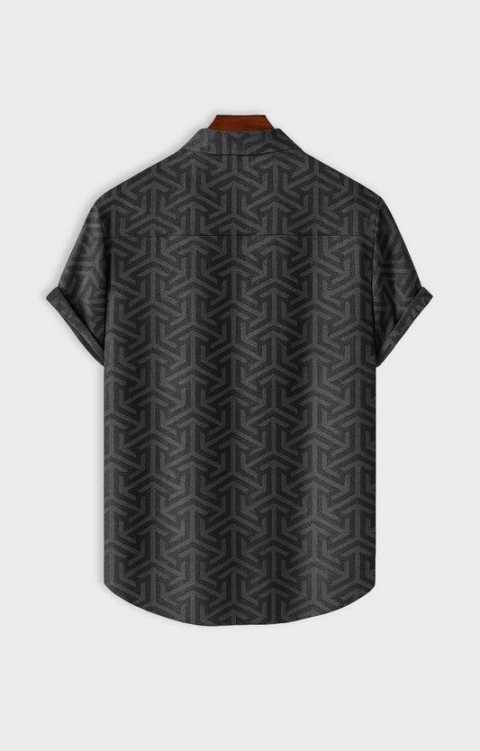 Black illusion Printed Mens Half Sleeves Shirt