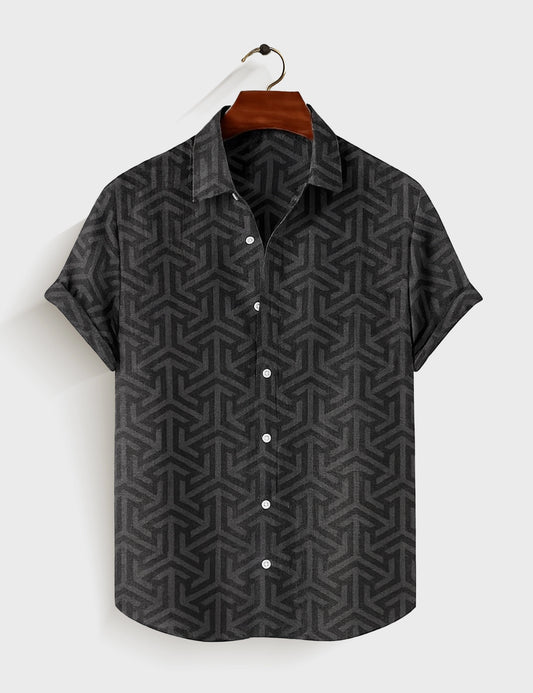 Black illusion Printed Mens Half Sleeves Shirt - XPST