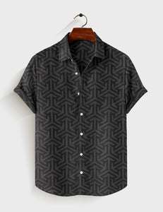Black illusion Printed Mens Half Sleeves Shirt - XPST