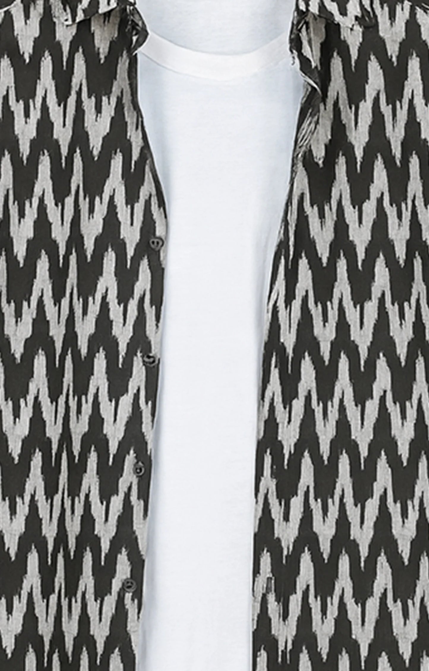 Black Zigzag Printed Mens Half Sleeves Shirt