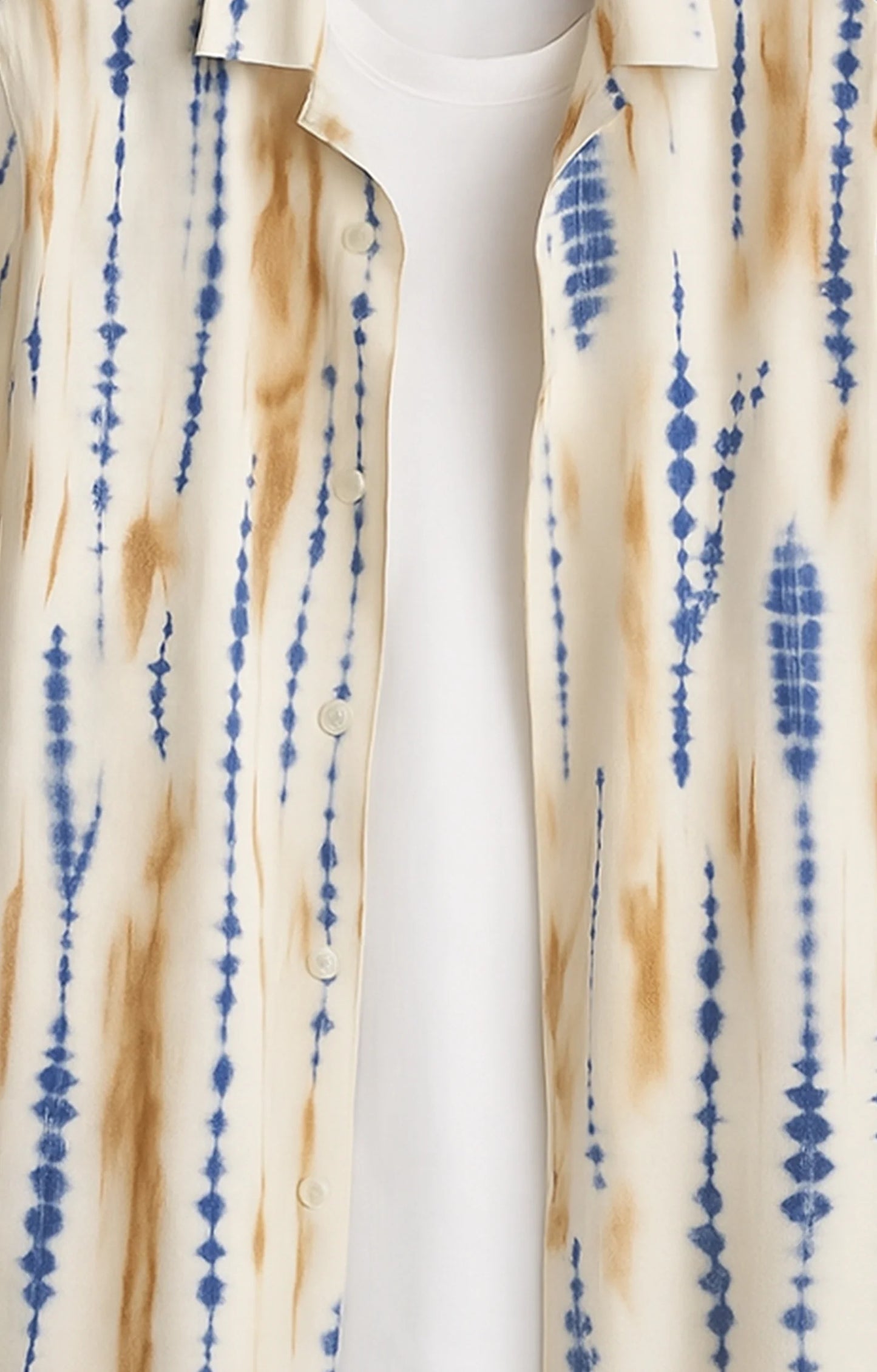 Cream Dotted Printed Mens Half Sleeves Shirt