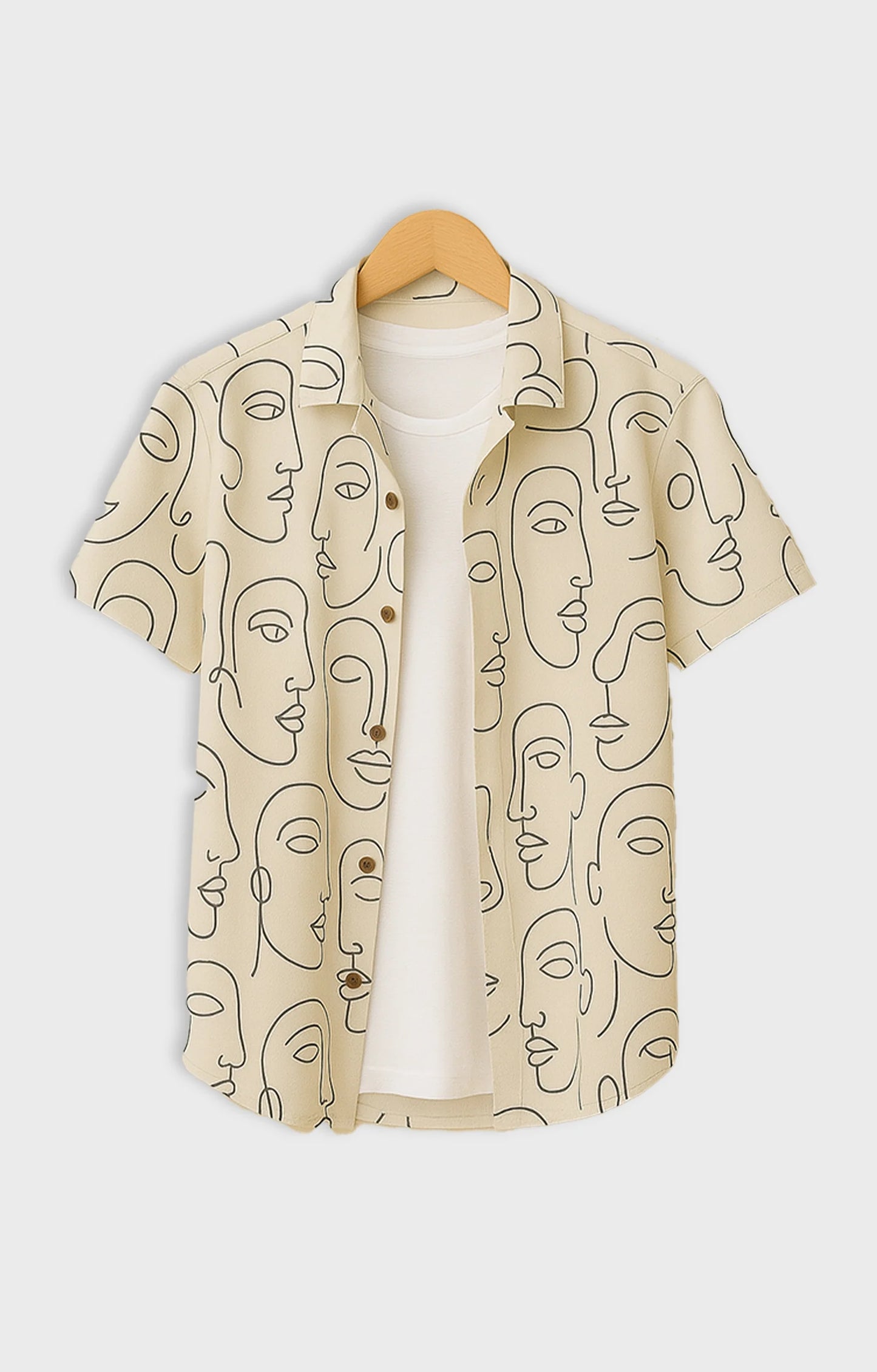 Cream Face Printed Mens Half Sleeves Shirt