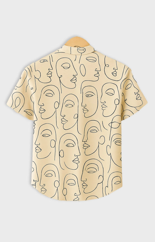 Cream Face Printed Mens Half Sleeves Shirt