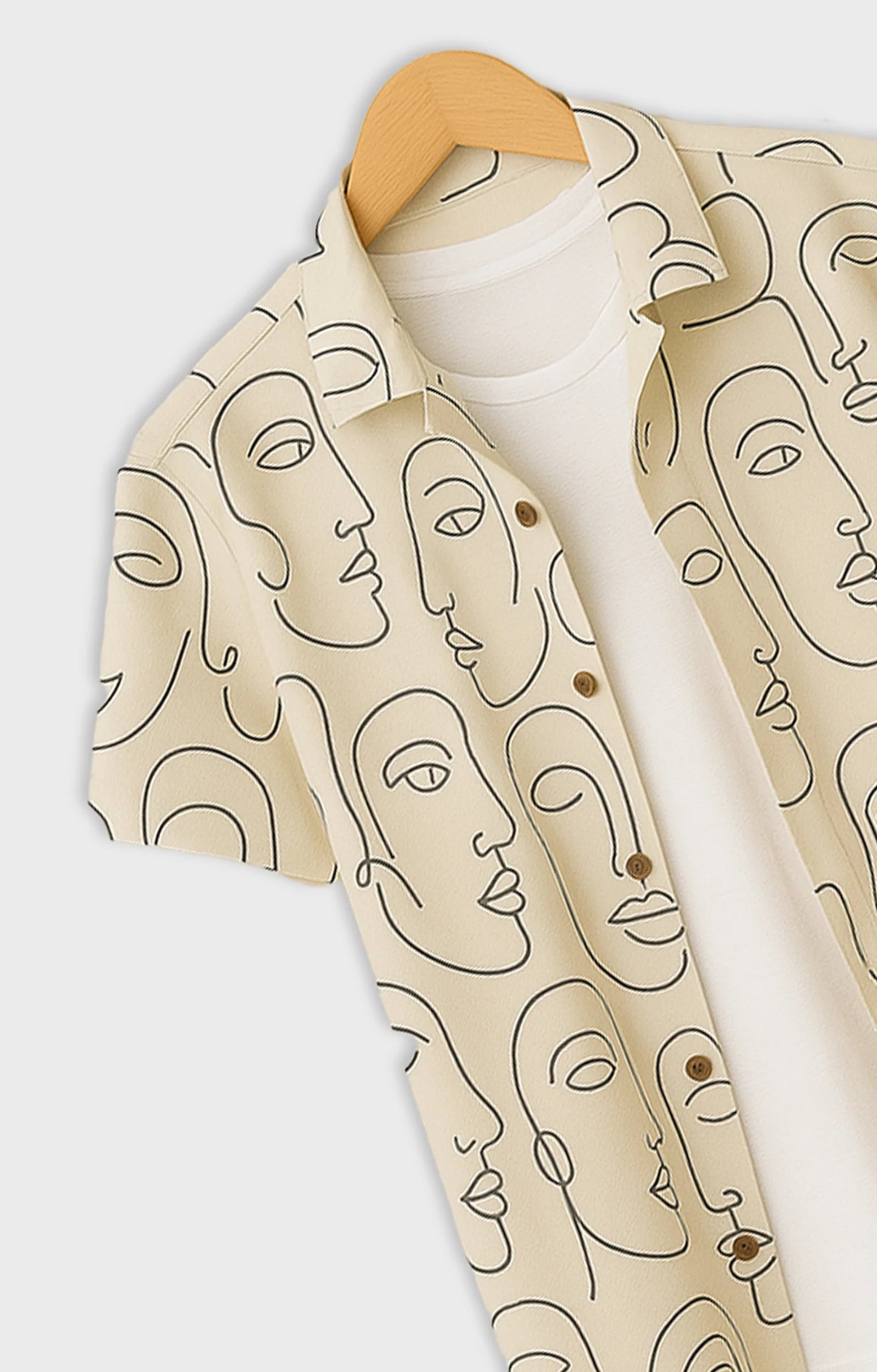 Cream Face Printed Mens Half Sleeves Shirt