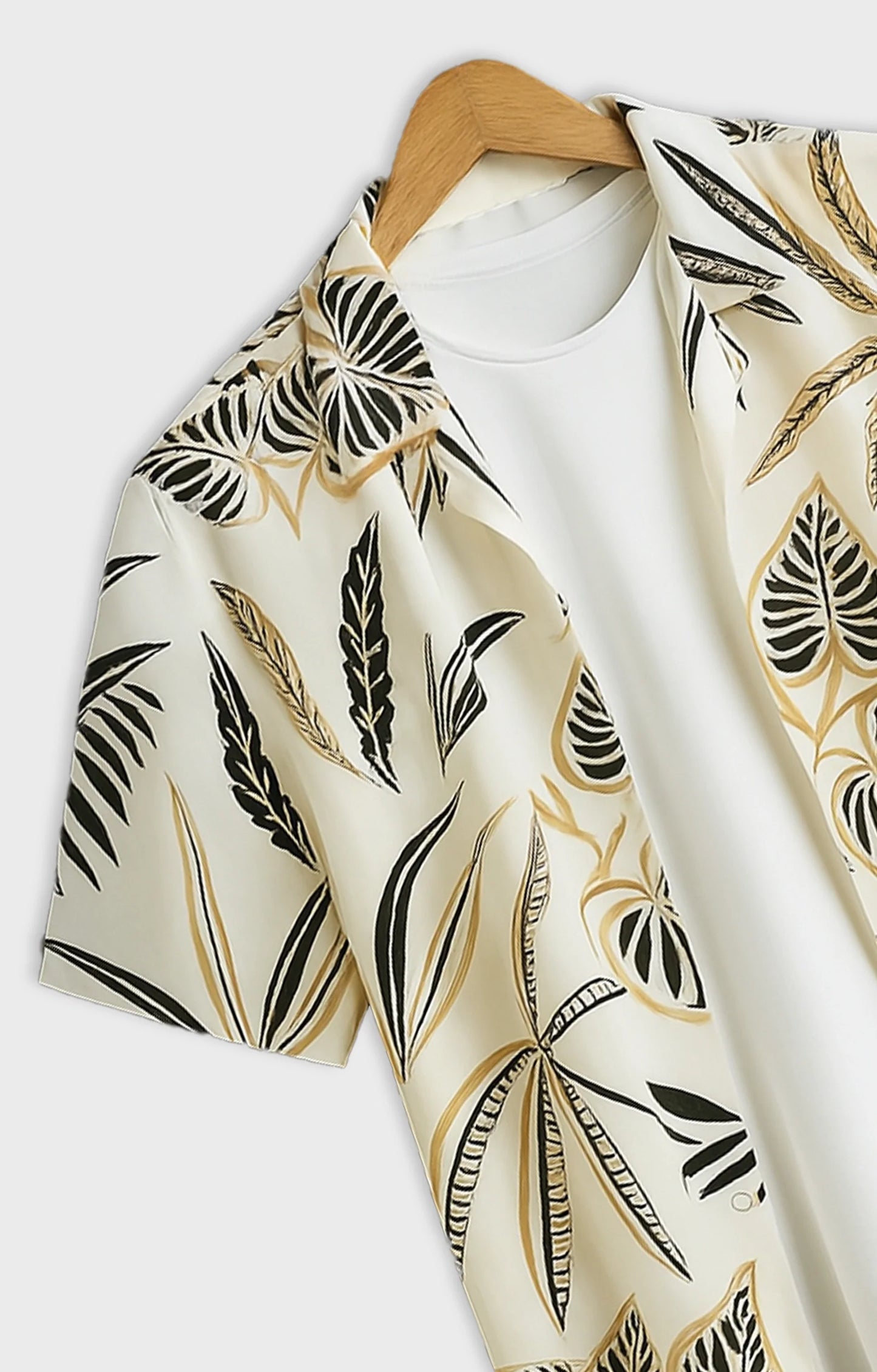 Cream Tender Printed Mens Half Sleeves Shirt