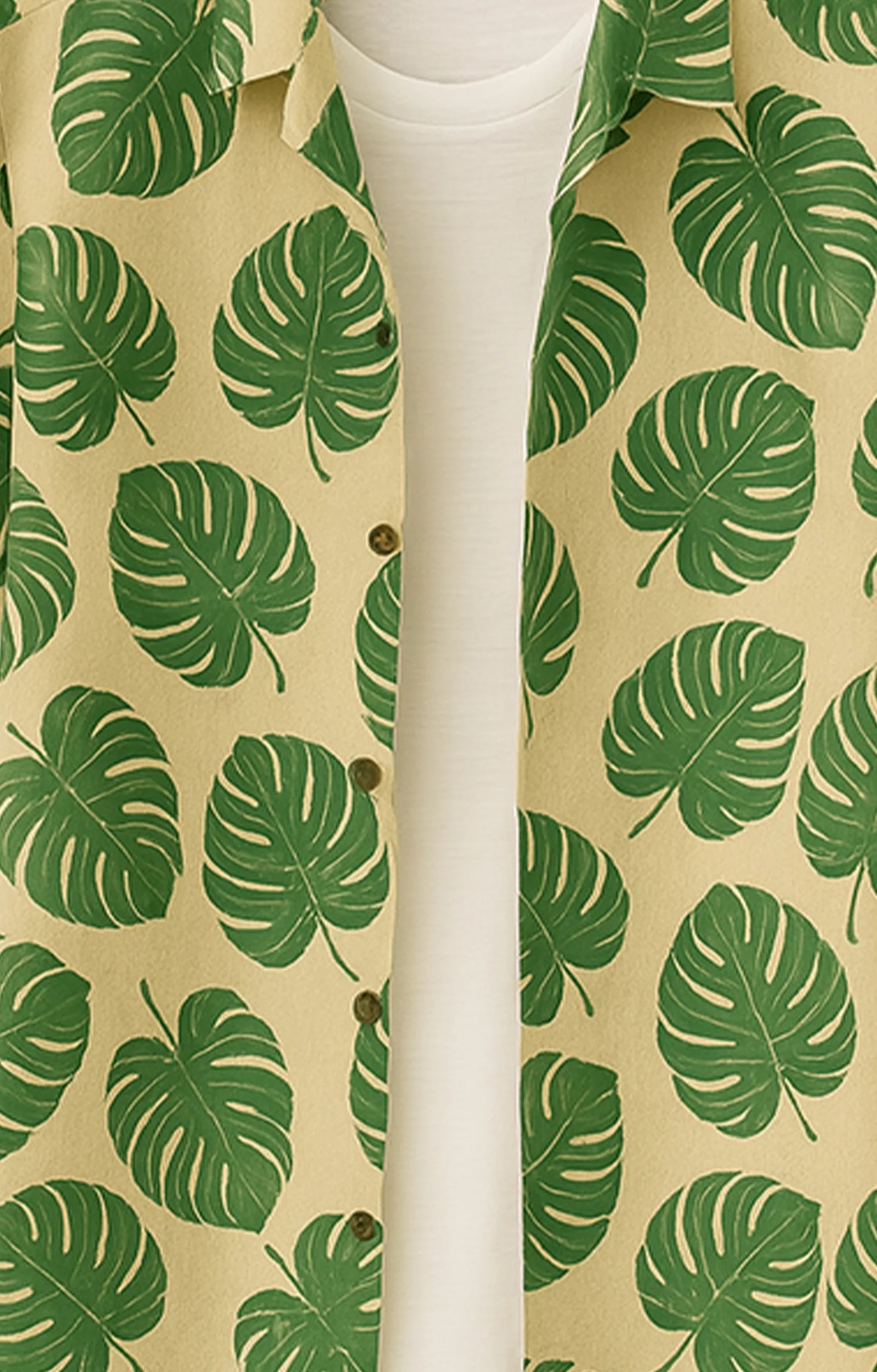 Green Leaves Printed Mens Half Sleeves Shirt