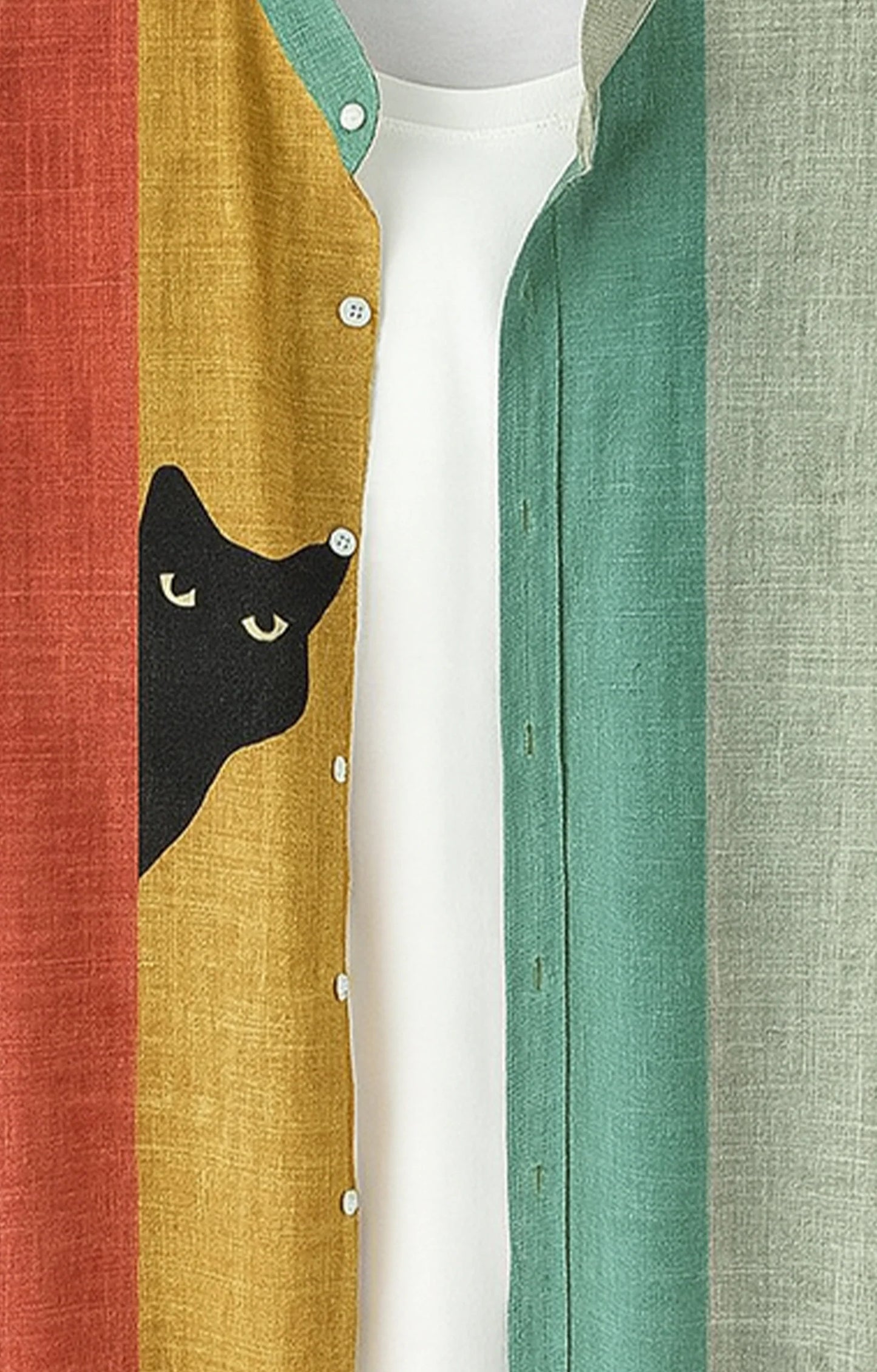 Multicolor Cat Printed Mens Half Sleeves Shirt