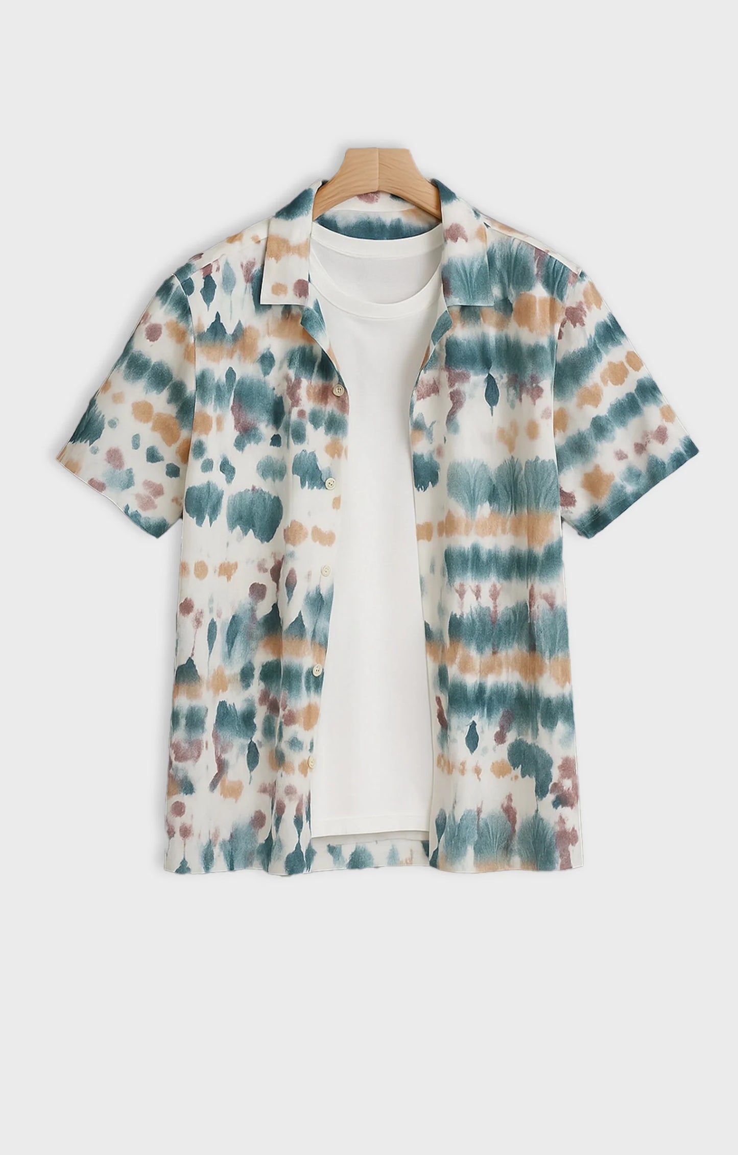 Multi Watery Effect Printed Mens Half Sleeves Shirt