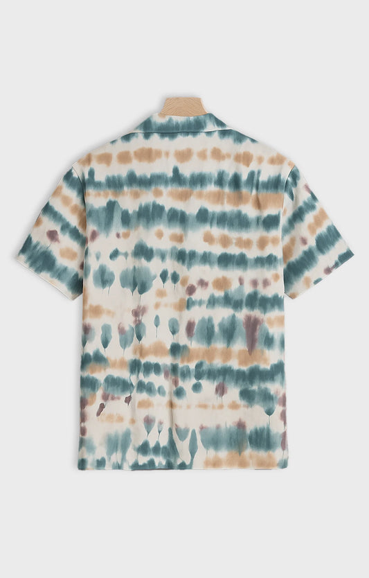 Multi Watery Effect Printed Mens Half Sleeves Shirt