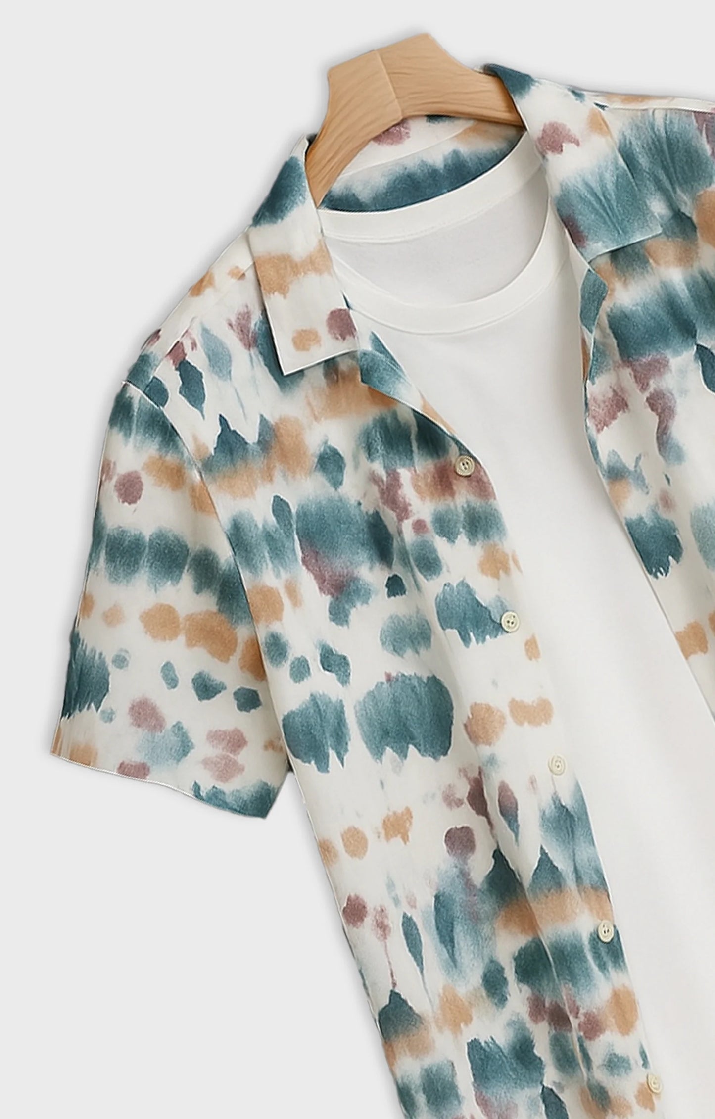 Multi Watery Effect Printed Mens Half Sleeves Shirt