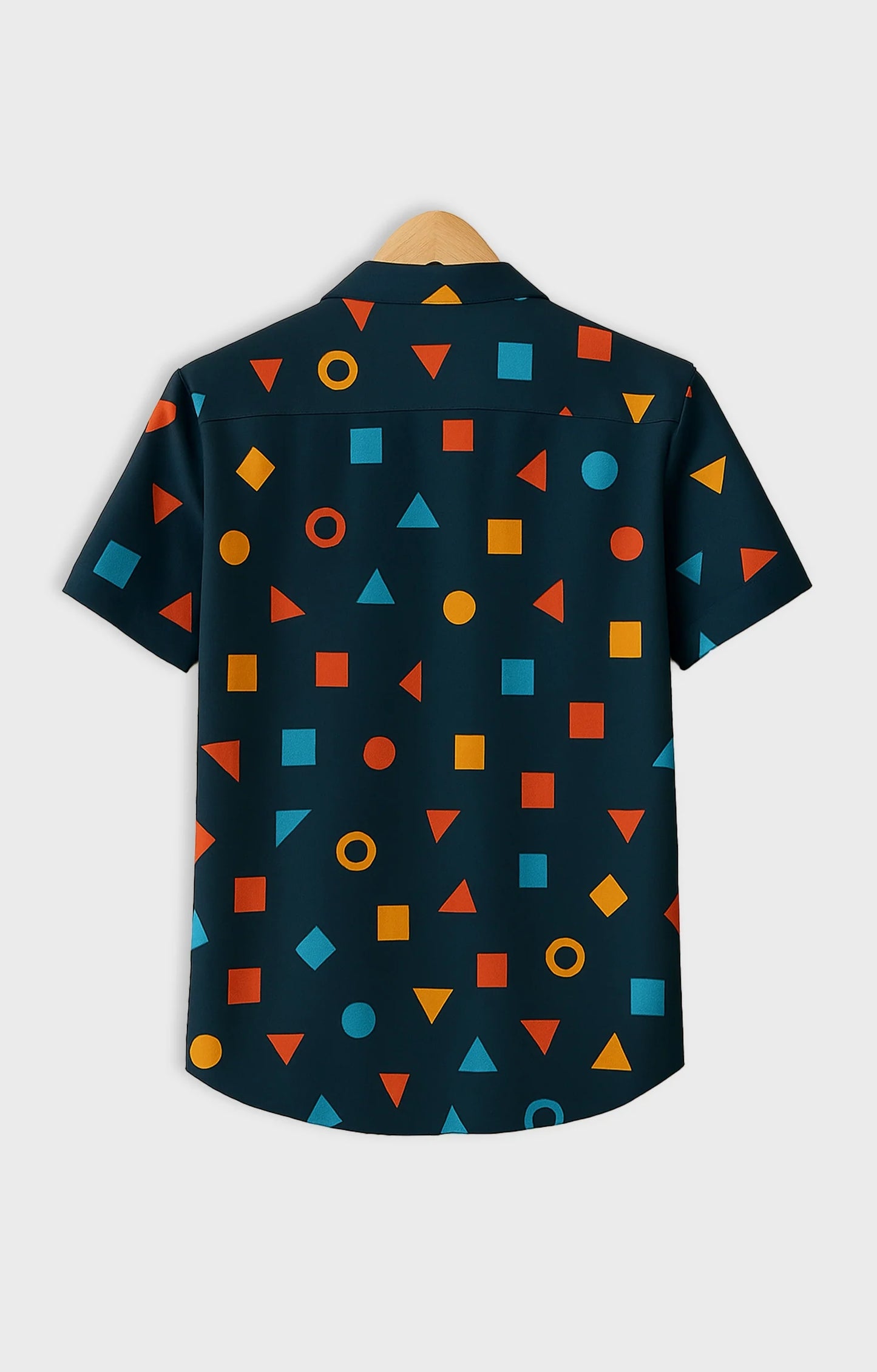 Navy Geometry Printed Mens Half Sleeves Shirt