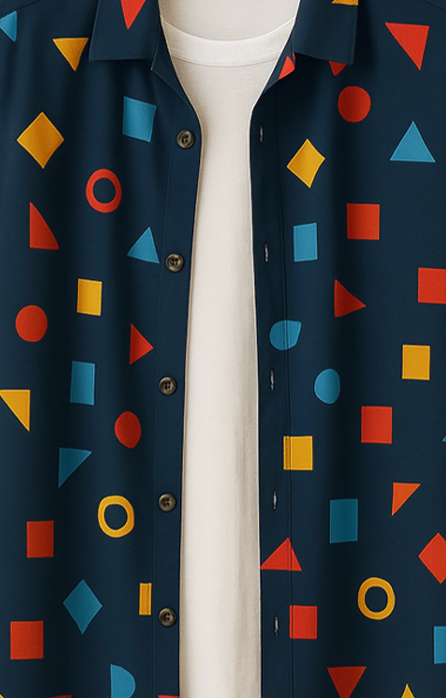 Navy Geometry Printed Mens Half Sleeves Shirt