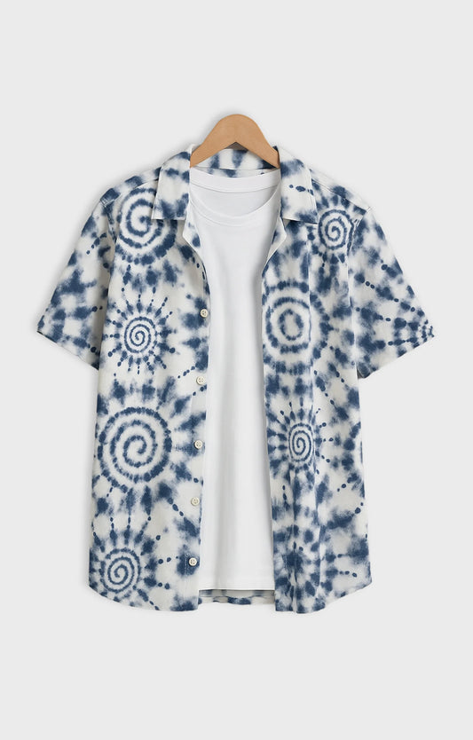 Navy Mandala Printed Mens Half Sleeves Shirt