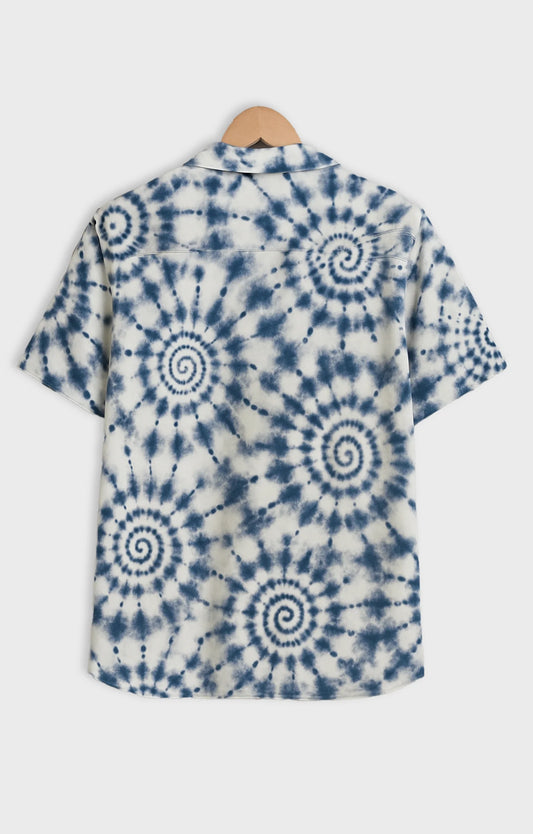 Navy Mandala Printed Mens Half Sleeves Shirt