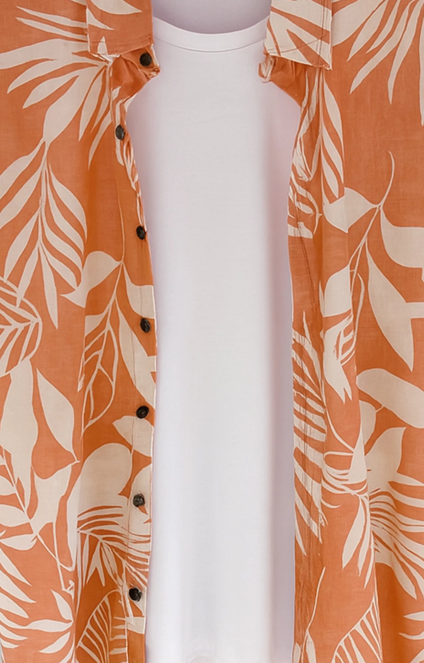 Orange Floral Printed Mens Half Sleeves Shirt