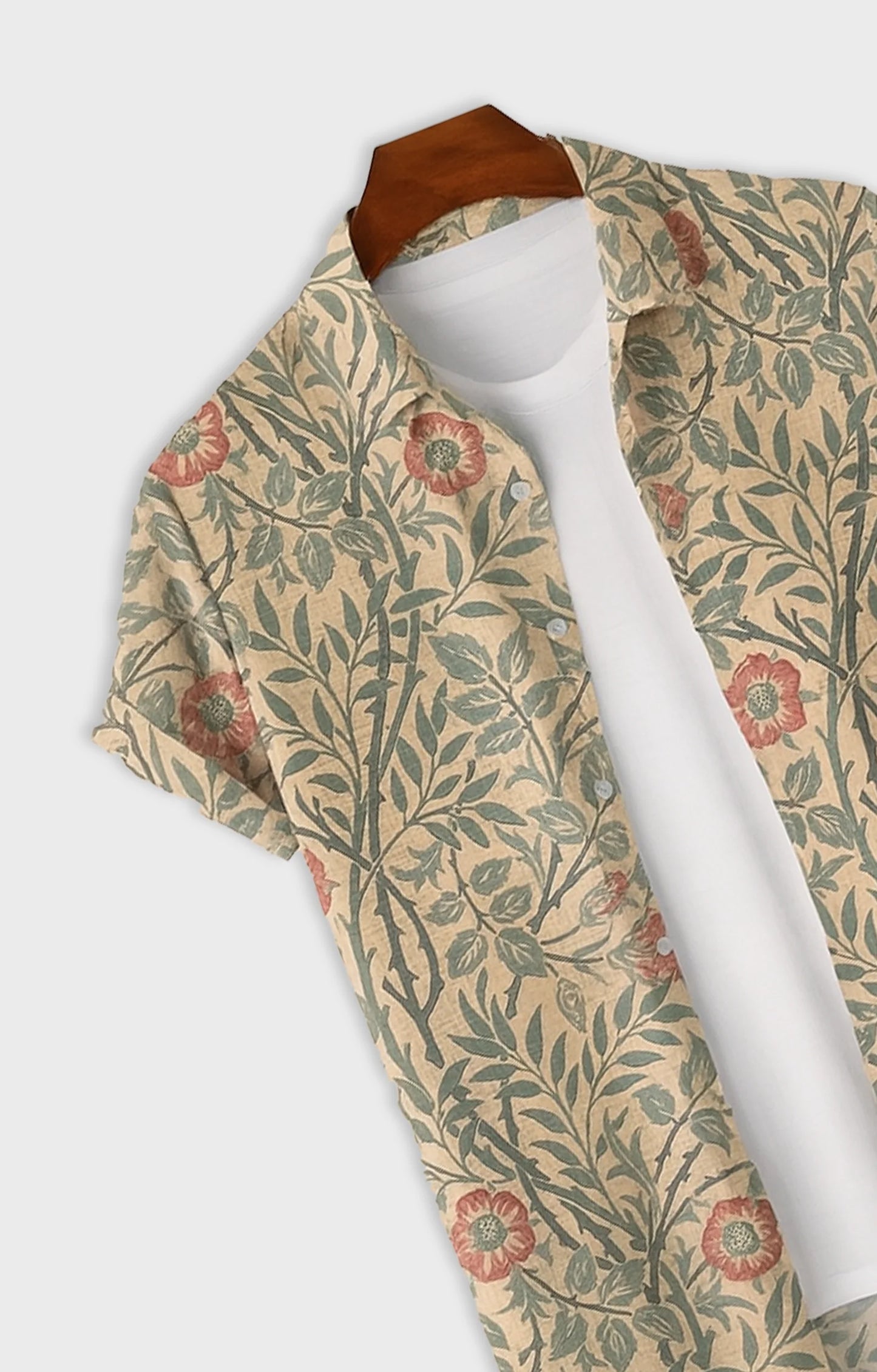 Peach Tender Printed Mens Half Sleeves Shirt