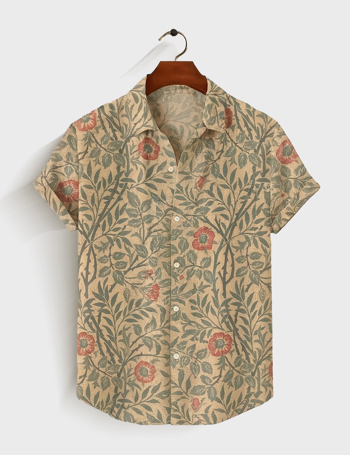 Peach Tender Printed Mens Half Sleeves Shirt - XPST