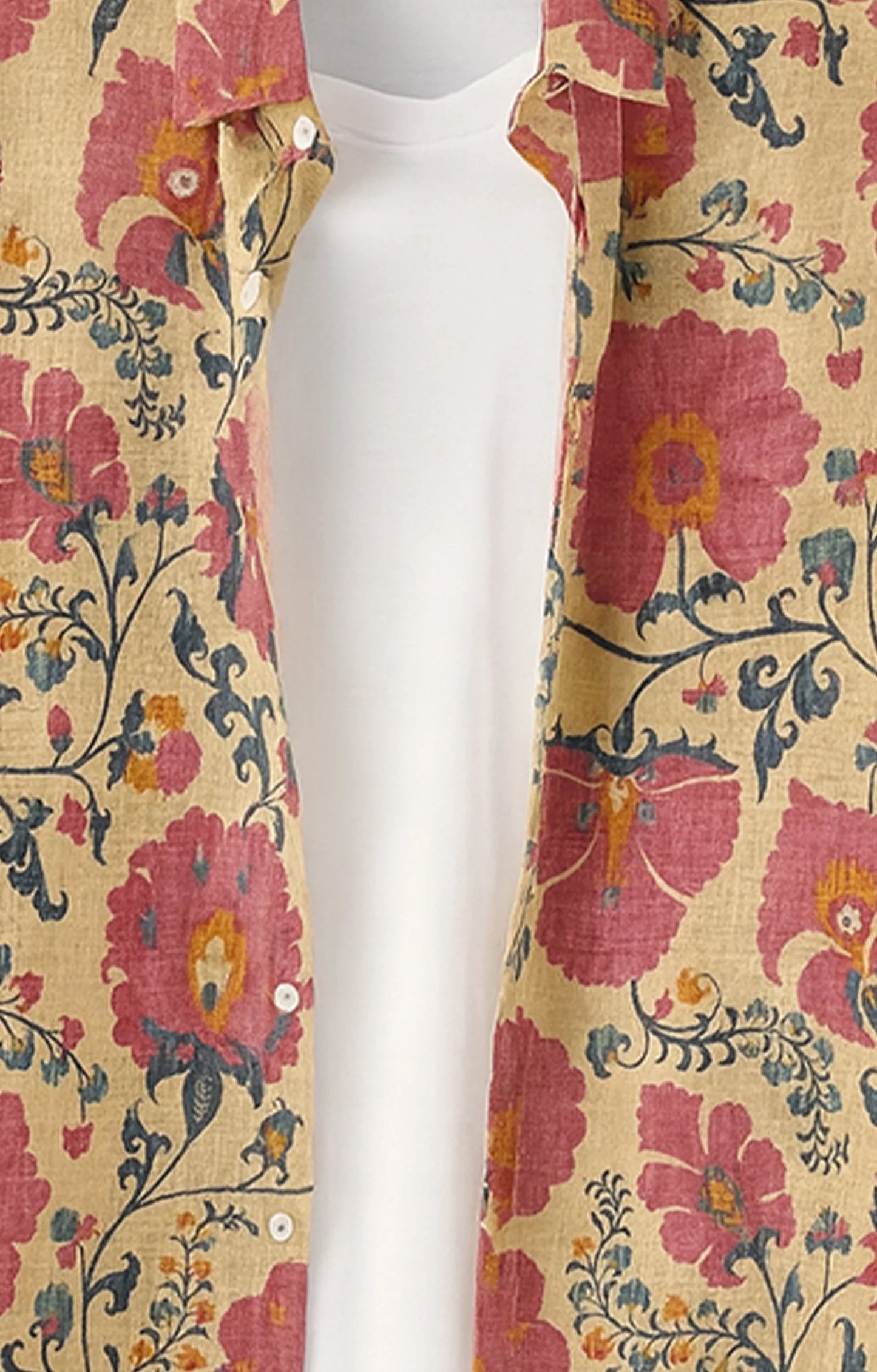 Pink Flower Printed Mens Half Sleeves Shirt
