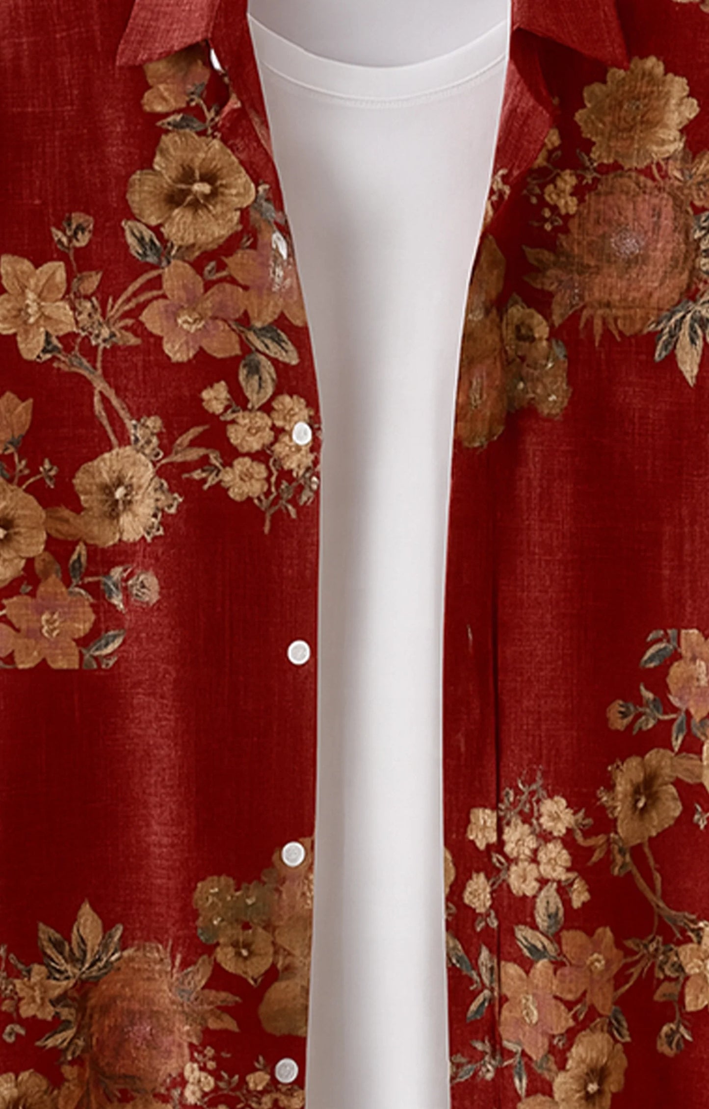 Red Flower Printed Mens Half Sleeves Shirt