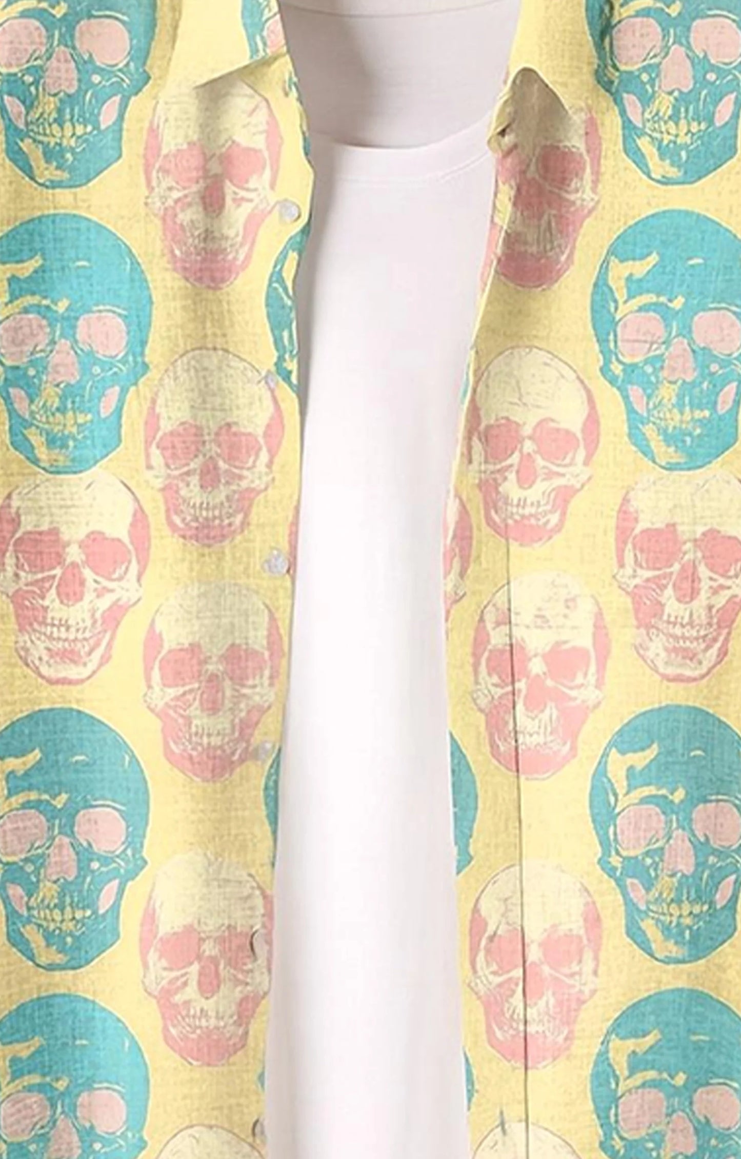 Yellow Skull Printed Mens Half Sleeves Shirt