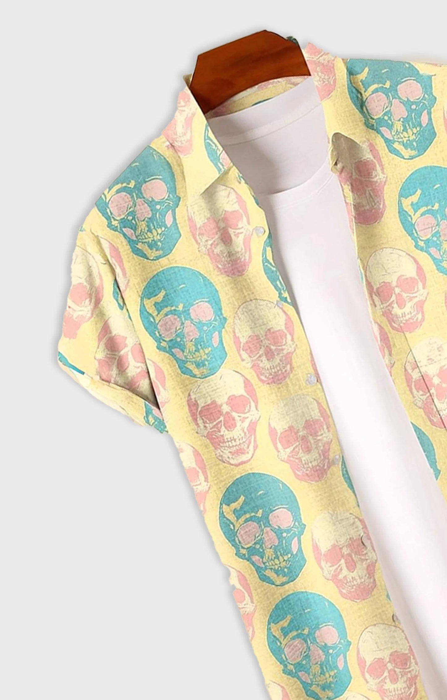 Yellow Skull Printed Mens Half Sleeves Shirt