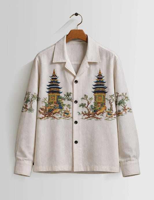 Chinese Temple Mens Full Sleeves Vintage Shirt - XPST