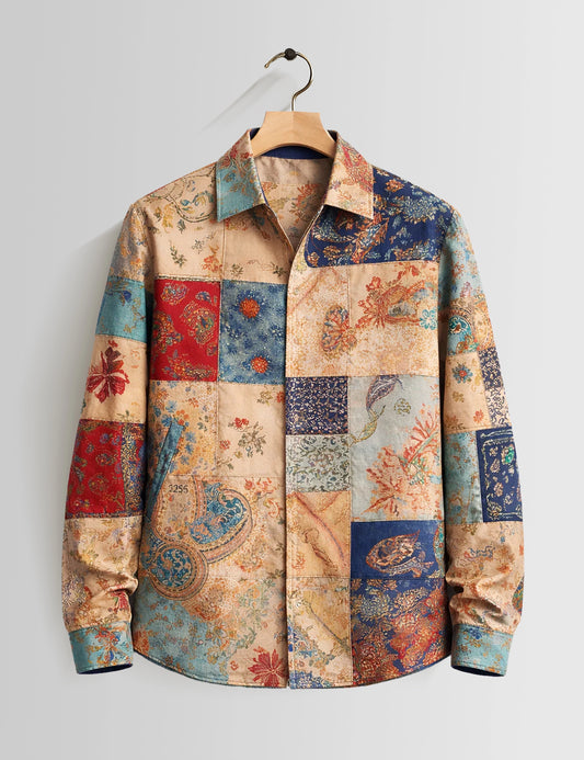 Cream Mandala Mens Vintage Shirt - XPST