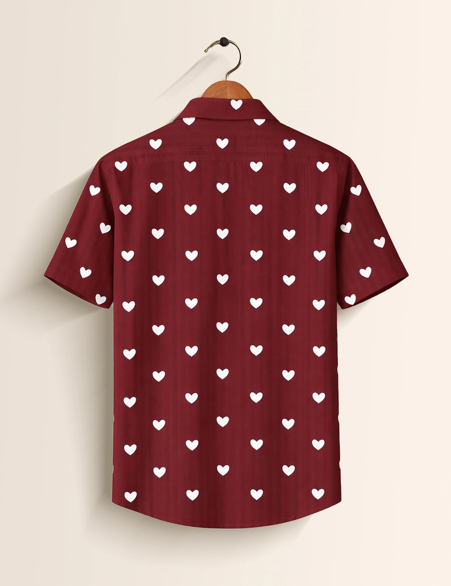 Maroon Ace of Heart Printed Mens Half Sleeves Shirt - XPST