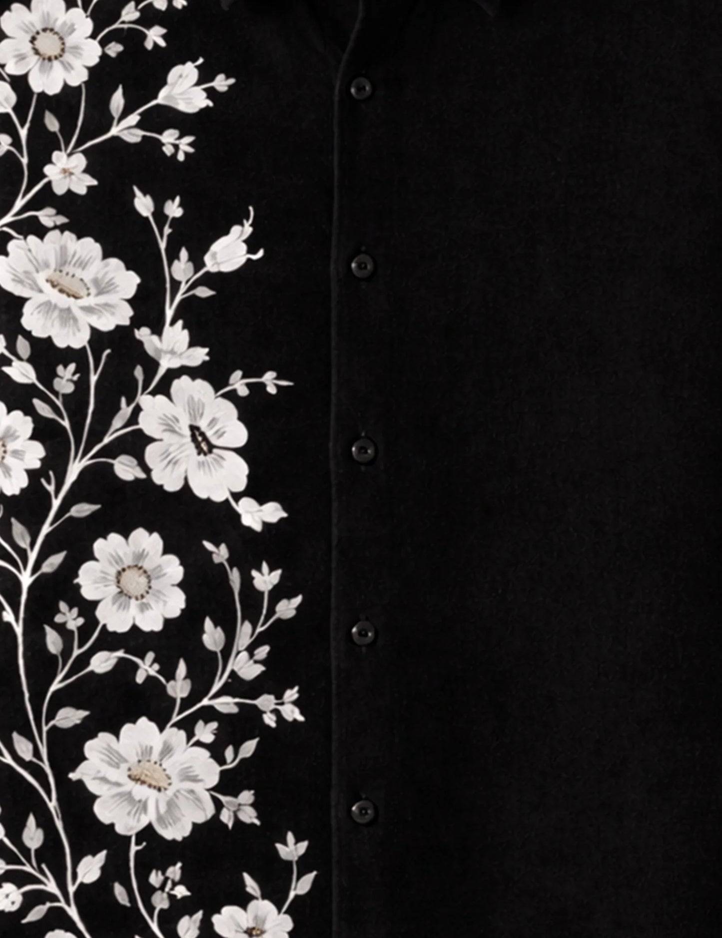 Black Flower Printed Mens Full Sleeves Shirt - XPST