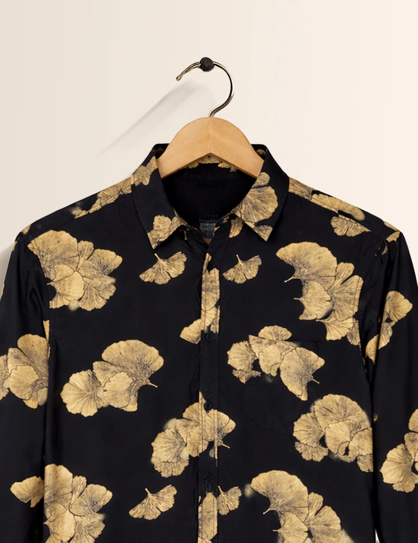 Black Golden Flora Men's Full Sleeves Shirt - XPST