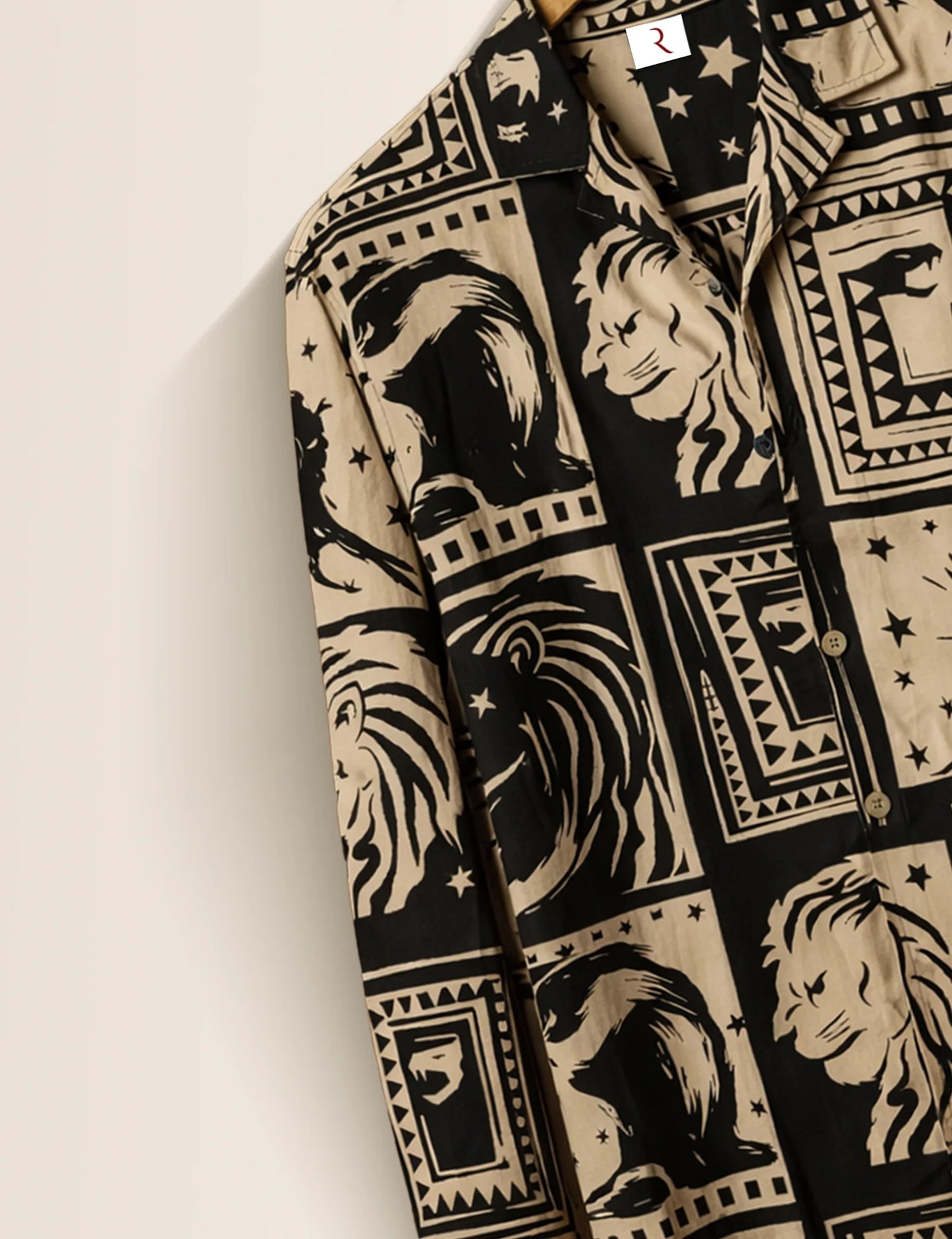 Lion Mandala Printed Mens Full Sleeves Shirt - XPST