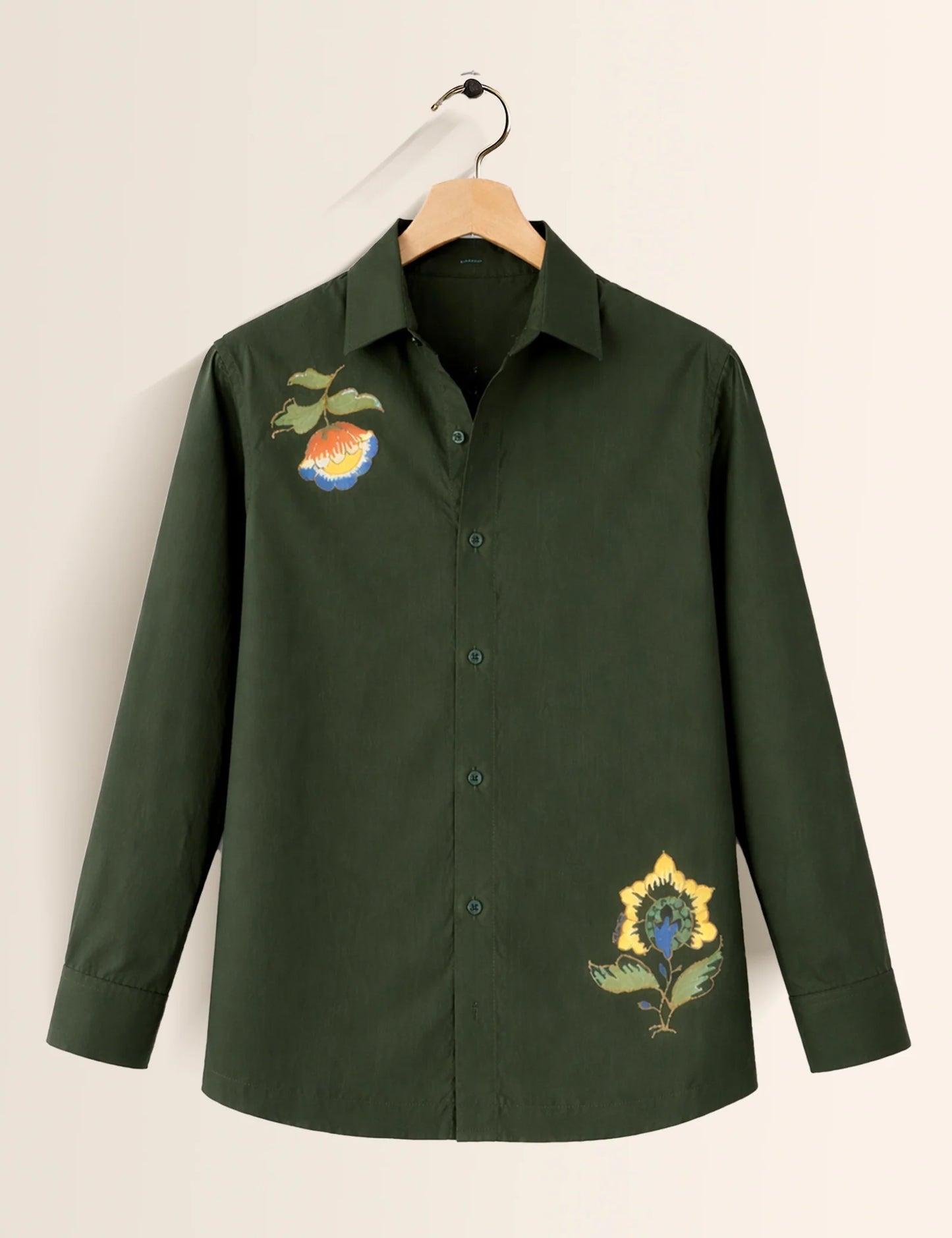 Olive Floral Men's Full Sleeves Shirt - XPST
